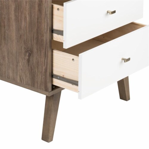 Prepac milo mid century modern 6 drawer double dresser shop in white