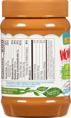 WOWBUTTER Creamy Peanut Free Soy Butter Spread Perspective: left