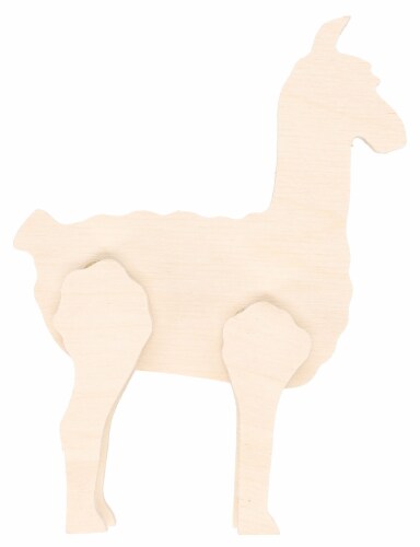 Multicraft Wood Standing Animal Llama Perspective: left