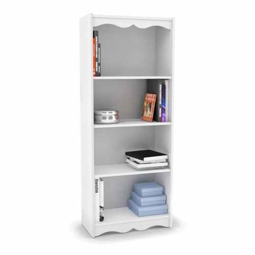 Corliving Hawthorn 60  Tall 4 Shelf Bookcase in Frost White Perspective: left
