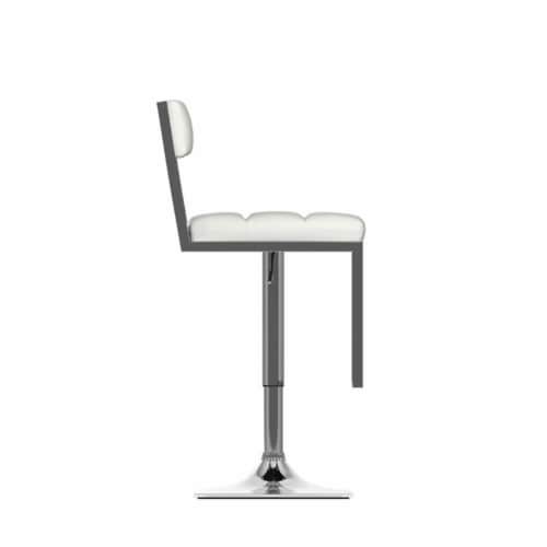 CorLiving Square Tufted Adjustable Barstool in White Faux Leather - Set of 2 Perspective: left