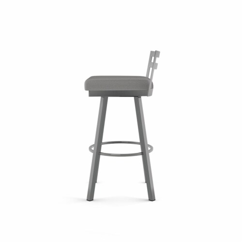 Amisco Derek 30.75  Polyester Swivel Bar Stool in Heather Light Gray/Glossy Gray Perspective: left