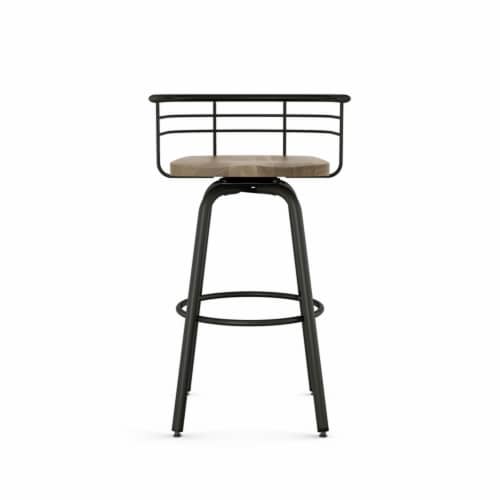 Amisco Brisk 29  Distressed Wood Swivel Bar Stool in Beige/Gun Metal Perspective: left