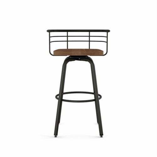 Amisco Brisk 25  Distressed Wood Swivel Counter Stool in Brown/Gun Metal Perspective: left