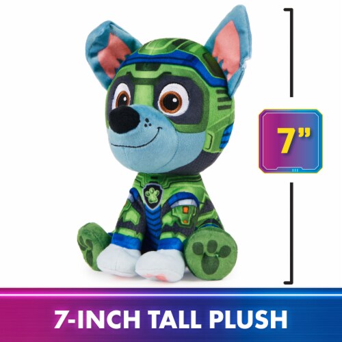 PAW Patrol: The Mighty Movie Mighty Pups Rocky Plush Toy Perspective: left
