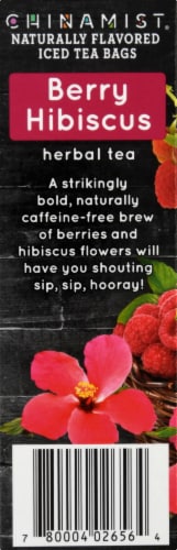 China Mist Berry Hibiscus Naturally Flavored Iced Herbal Tea Bags Perspective: left