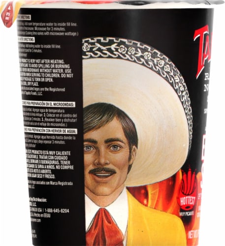 Tapatio Extra Spicy Ramen Noodle Soup Perspective: left