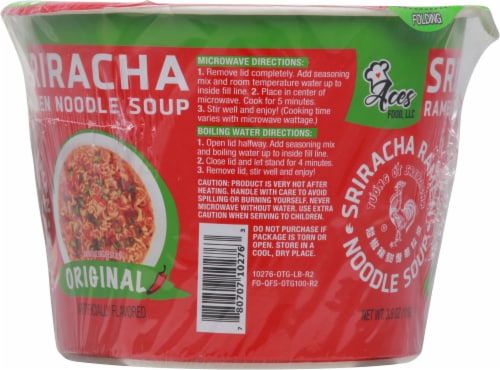 Huy Fong Original Sriracha Ramen Noodle Soup Perspective: left