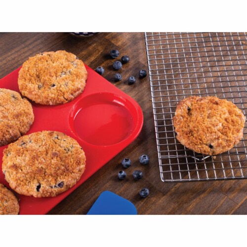 Mrs Anderson's Baking 6Cup Muffin Top Pan, BPA Free, Non-Stick European-Grade Silicone Perspective: left