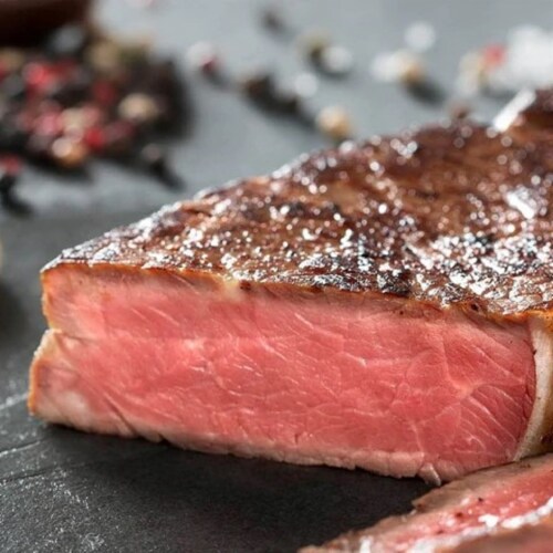 Greensbury Organic Grass-Fed New York Strip (10 Steaks, 10oz each) Perspective: left