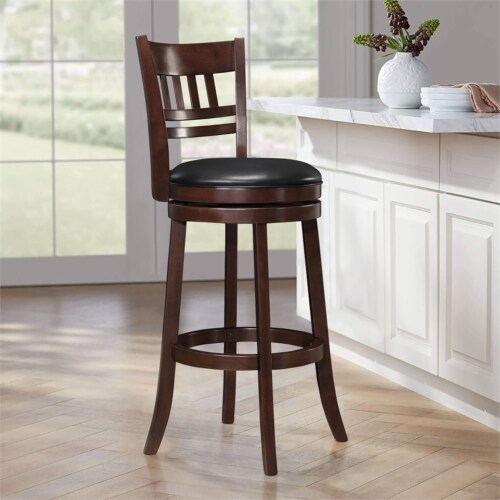 Lexicon Shapel Faux Leather Swivel Bar Stool in Dark Cherry Perspective: left