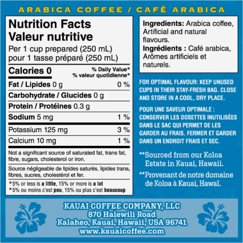Kauai Coffee® Vanilla Macadamia Nut Coffee Pods Perspective: left