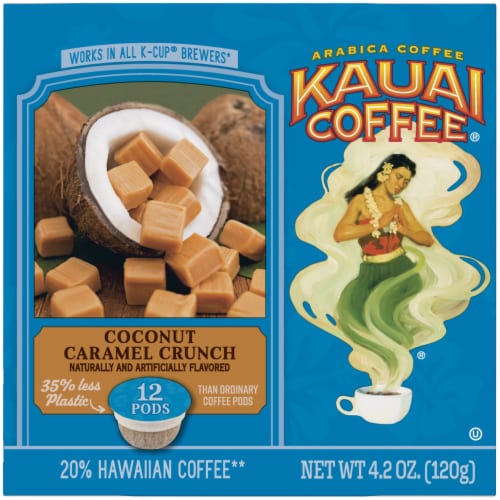 Kauai Coffee® Coconut Caramel Crunch Coffee Single-Serve Pods Perspective: left
