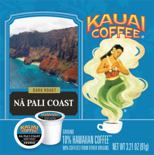 Kauai Na Pali Coast Dark Roast K-Cup Coffee Pods Perspective: left