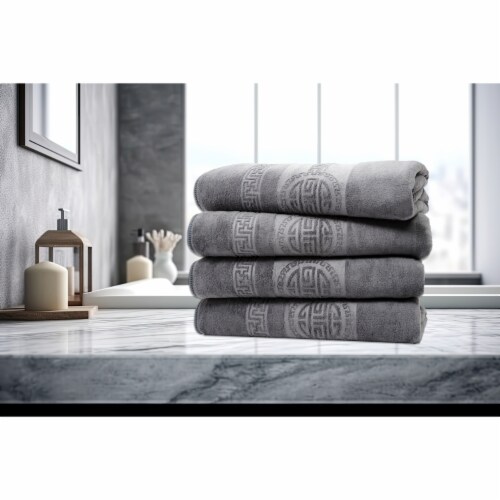 Dan River 4 Piece Microfiber Bath Towel Set Embossed Plush Soft Blue Or Gray Grey 1 unit Mariano s