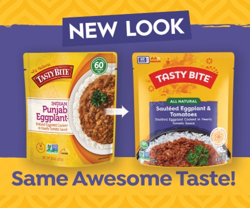 Tasty Bite Sauteed Eggplant & Tomatoes 10oz - Eggplant and Tomato Curry Perspective: left