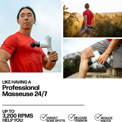 Vybe Premium Deep Tissue Muscle Massage Gun with 5 Speeds and 4 Attachments Perspective: left
