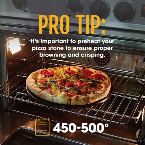 Heritage Products 15  Round Ceramic Non Stick Pizza Stone w/Wheel Cutter, Black Perspective: left