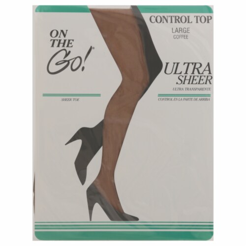 On The Go Ultra Sheer Control Top Pantyhose - Coffee Perspective: left