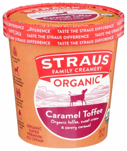 Straus Organic Caramel Toffee Crunch Ice Cream Perspective: left