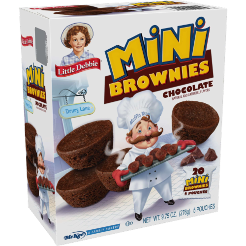 Little Debbie Mini Brownies, 6 Boxes, 30 Travel Pouches of Bite Size Chocolate Brownies Perspective: left