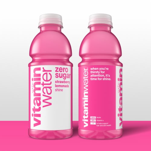 vitaminwater® Shine Strawberry Lemonade Zero Sugar Flavored Bottled Water Beverage Perspective: left