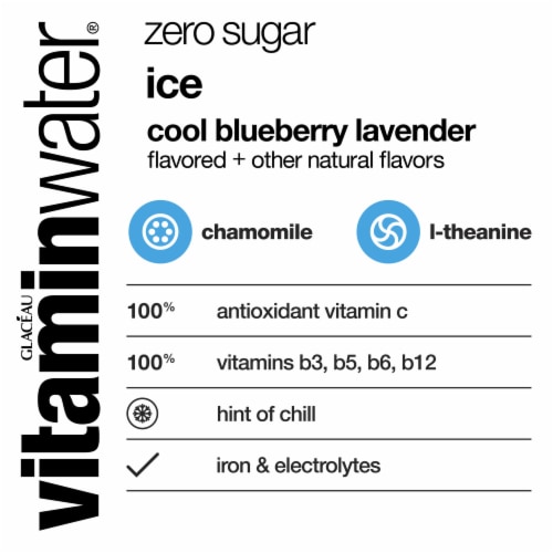 Vitaminwater® Zero Sugar Ice Cool Blueberry Lavender Flavored Bottled Water Perspective: left