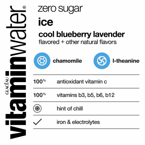Vitaminwater® Zero Sugar Ice Cool Blueberry Lavender Flavored Bottled Water Perspective: left