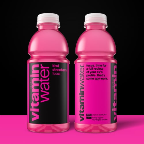 vitaminwater® Focus Kiwi Strawberry Flavored Bottled Water Beverage Perspective: left