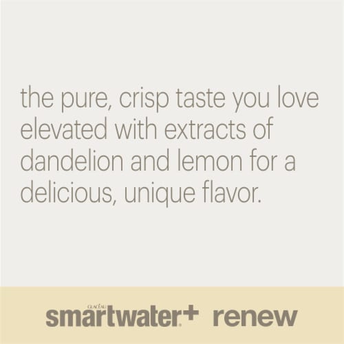 Smartwater+ Renew Dandelion Lemon Vapor Distilled Electrolyte Premium Water Bottle Perspective: left