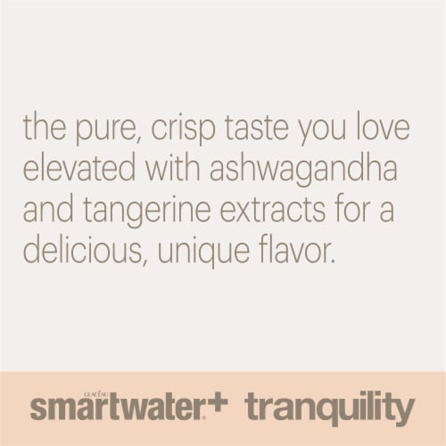 Smartwater+ Tranquility Ashwagandha Tangerine Flavored Bottled Water Perspective: left