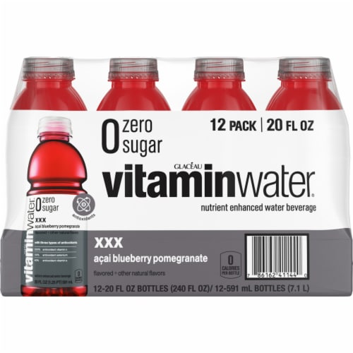 Vitaminwater® Zero Sugar XXX Açai Blueberry Pomegranate Bottled Water Perspective: left