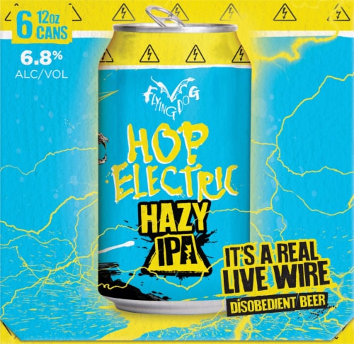 Flying Dog Hop Electric Hazy IPA Beer Perspective: left