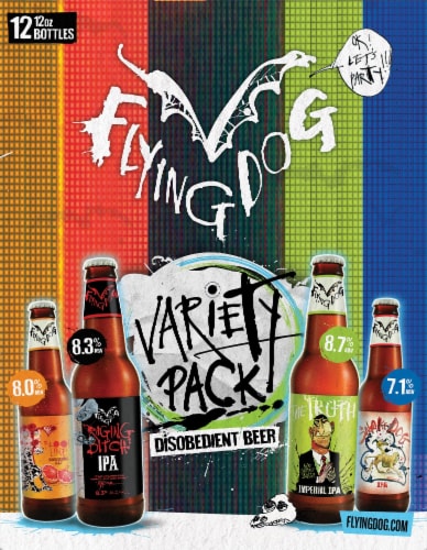 Flying Dog Variety Pack Disobedient Beer Perspective: left