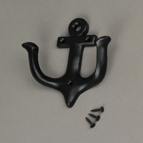 Set of 3 Black Enamel Cast Iron Ship's Anchor Shaped Decorative