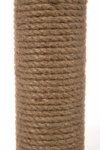 SmartyKat Simply Scratcher Scratching Post with Feather Toy for Cats - Jute Perspective: left
