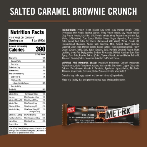 MET-Rx® Big 100 Salted Caramel Brownie Crunch Protein Bars Perspective: left