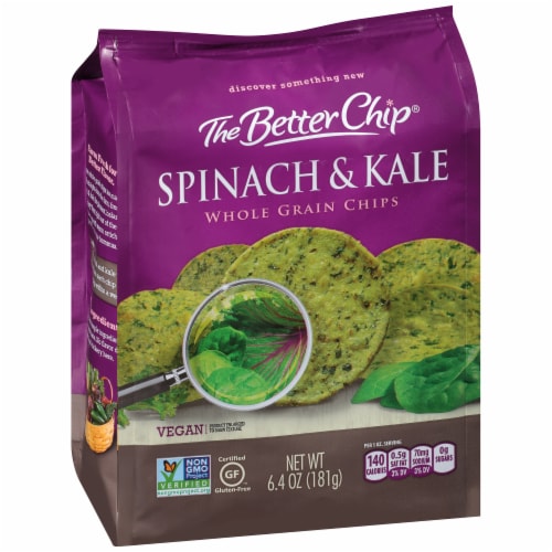 The Better Chip Spinach & Kale Whole Grain Chips Perspective: left