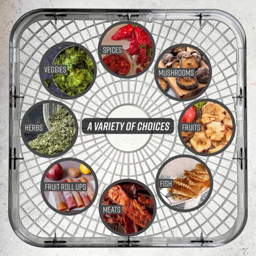 Ronco Turbo EZ-Store 5-Tray Dehydrator with Convection Air Flow, Food Preserver Adjustable T Perspective: left