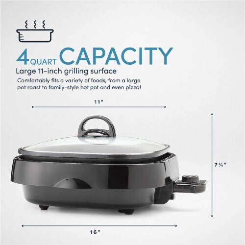 Aroma Housewares ASP-218B Grillet 4Qt. 3-in-1 Cool-Touch Electric Indoor Grill Portable, Dis Perspective: left