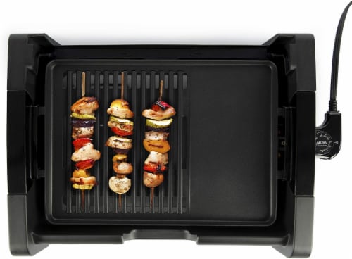 Chefman Portable Compact Grill, Dual Use Electric Grill Griddle, Nonstick,  Black