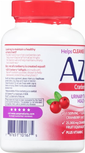 Azo Cranberry Urinary Tract Supplement Softgels Perspective: left