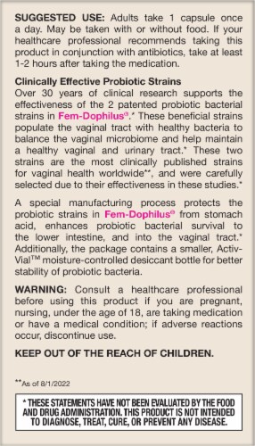 Jarrow Formulas® Fem-Dephilus® Vaginal & Urinary Tract Probiotic Supplement Perspective: left