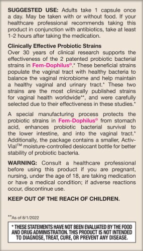 Jarrow Formulas® Fem Dophilus® Vaginal & Urinary Tract Probiotics Veggie Capsules Perspective: left