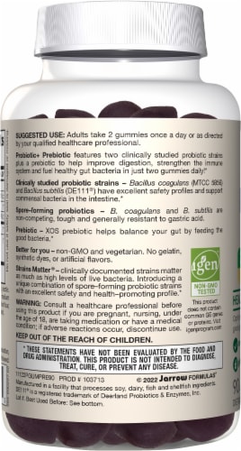 Jarrow Formulas® Blackberry Flavor Probiotic + Prebiotic Gummies Perspective: left
