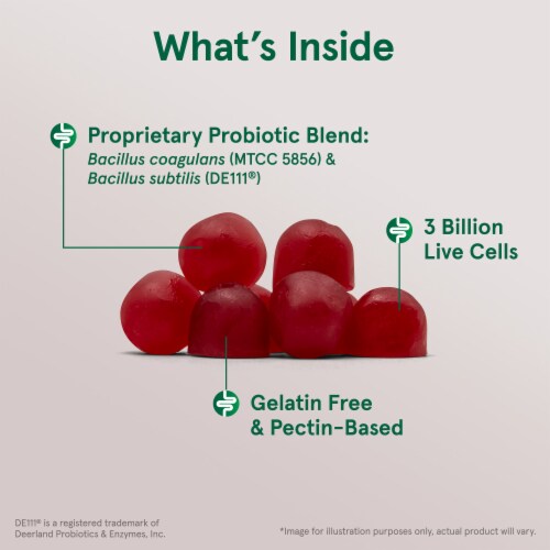 Jarrow Formulas® Probiotic Duo Daily Gut Balance Raspberry Probiotic Gummies Perspective: left