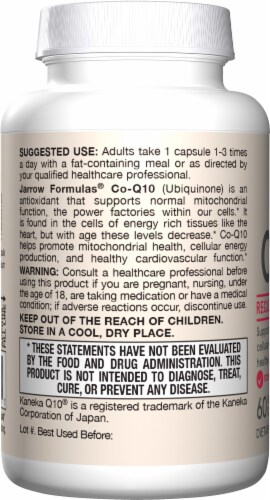 Jarrow Formulas® Co-Q10 Regular Strength Heart Support Veggie Capsules 100mg Perspective: left