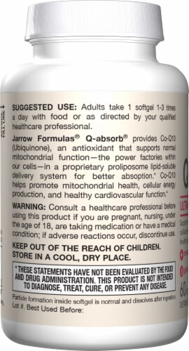 Jarrow Formulas® Q-absorb® 100mg Co-Q1 Dietary Supplement Softgels Perspective: left