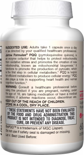 Jarrow Formulas® PQQ Pyrroloquinoline Quinone Capsules 20mg Perspective: left