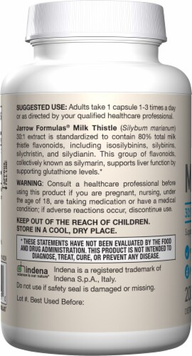 Jarrow Formulas® Milk Thistle 30:1 Extract Liver Support Veggie Capsules 150mg Perspective: left